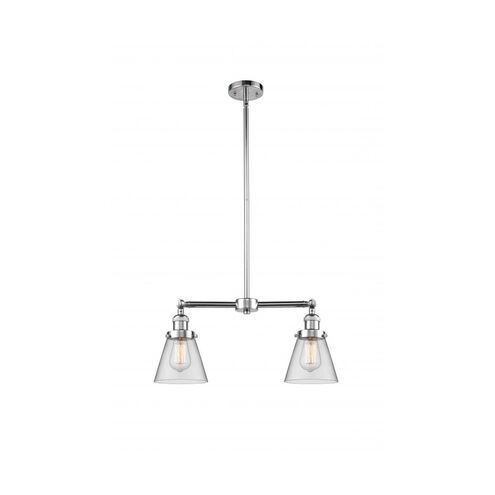 Franklin Restoration Small Cone LED 21 inch Polished Chrome Chandelier Ceiling Light in Clear Glass, Franklin Restoration