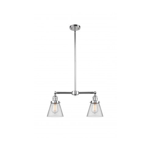 Franklin Restoration Small Cone 2 Light 21 inch Polished Chrome Chandelier Ceiling Light in Clear Glass, Franklin Restoration