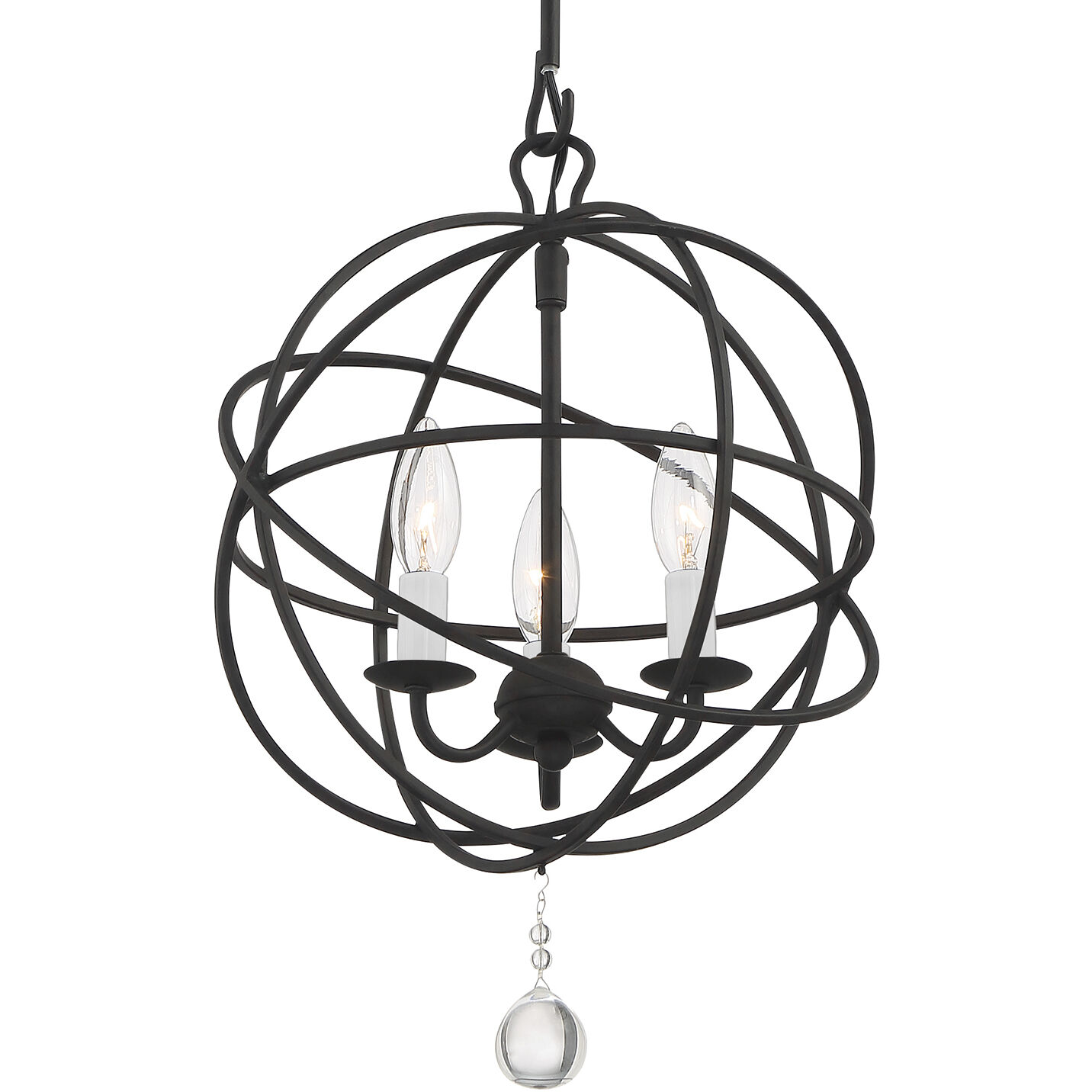 Solaris 3 Light 12.5 inch Black Mini Chandelier Ceiling Light