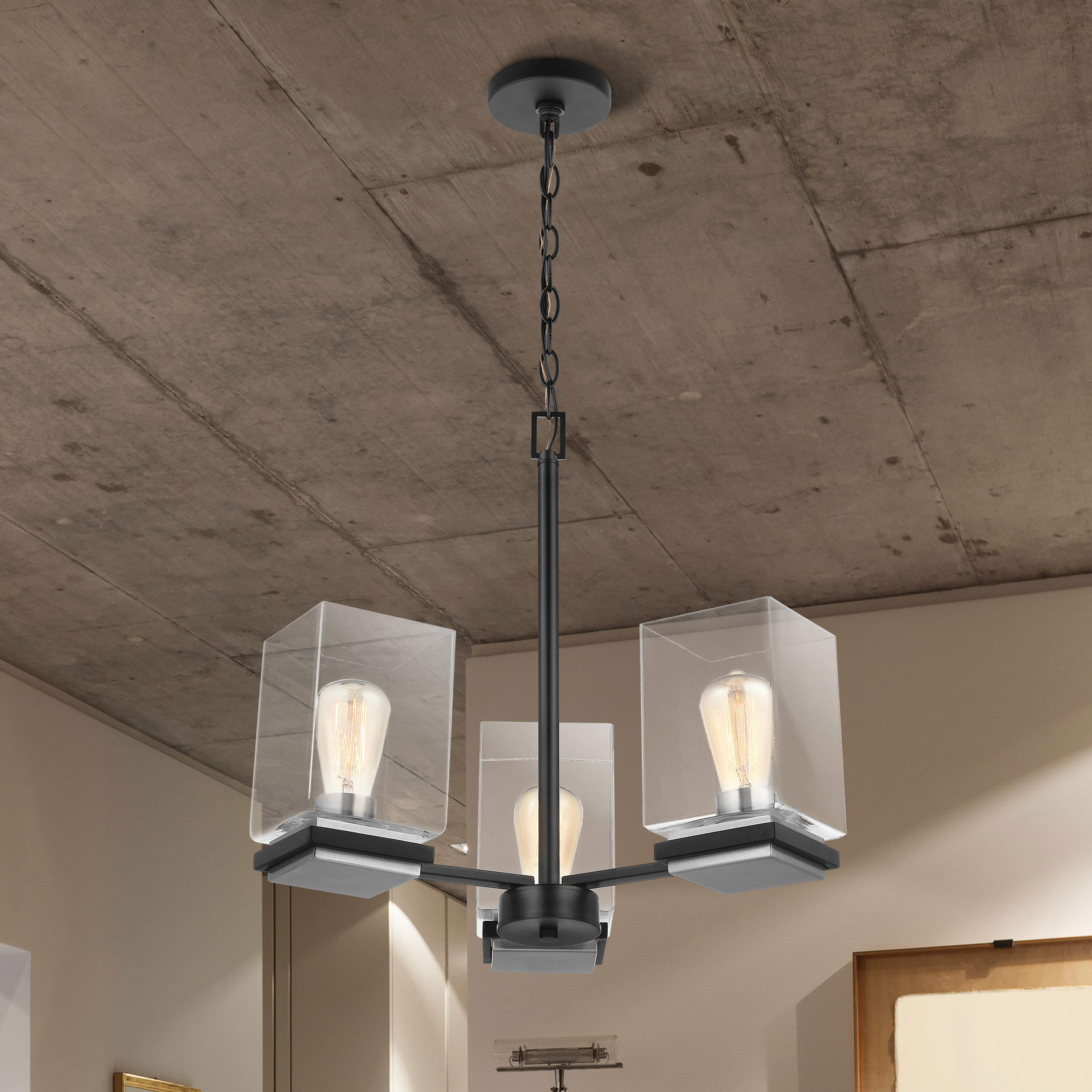 Crossroads 3 Light 21.13 inch Matte Black Chandelier Ceiling Light