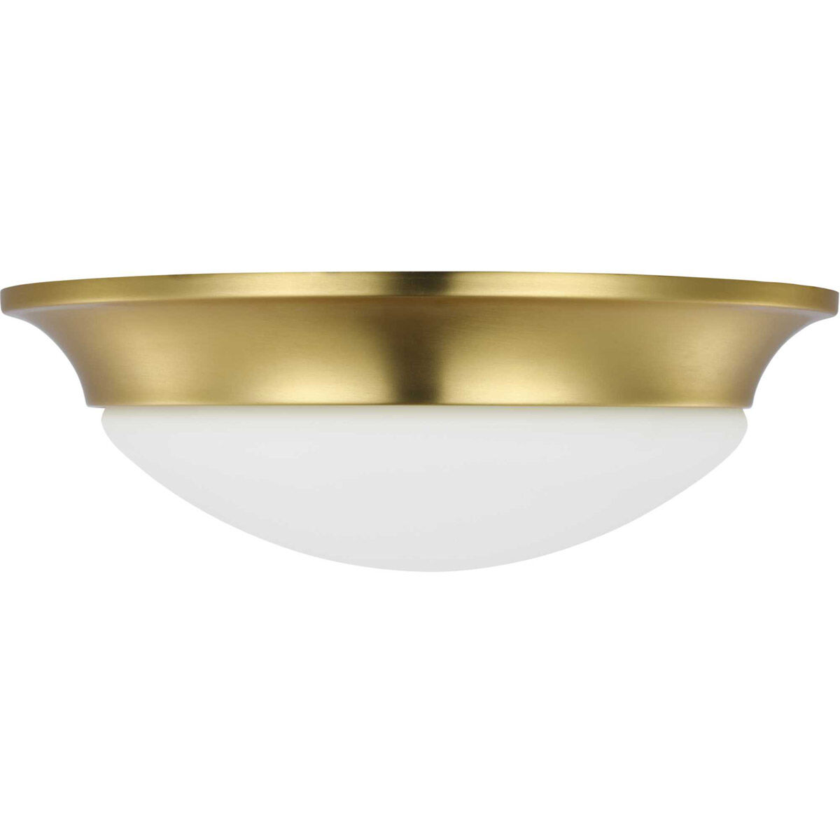 Etched Glass Close-to-Ceiling 2 Light 14 inch Satin Brass Flush Mount Ceiling Light