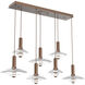 Cirrus Linear Multi-Pendant Ceiling Light in Clear Granite, Burnished Bronze