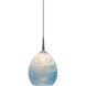 Vibe 1 Light 5.5 inch Matte Chrome Pendant Ceiling Light in Glacier Glass