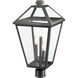 Talbot 3 Light 23.75 inch Black Outdoor Post Mount Fixture in Clear Beveled Glass