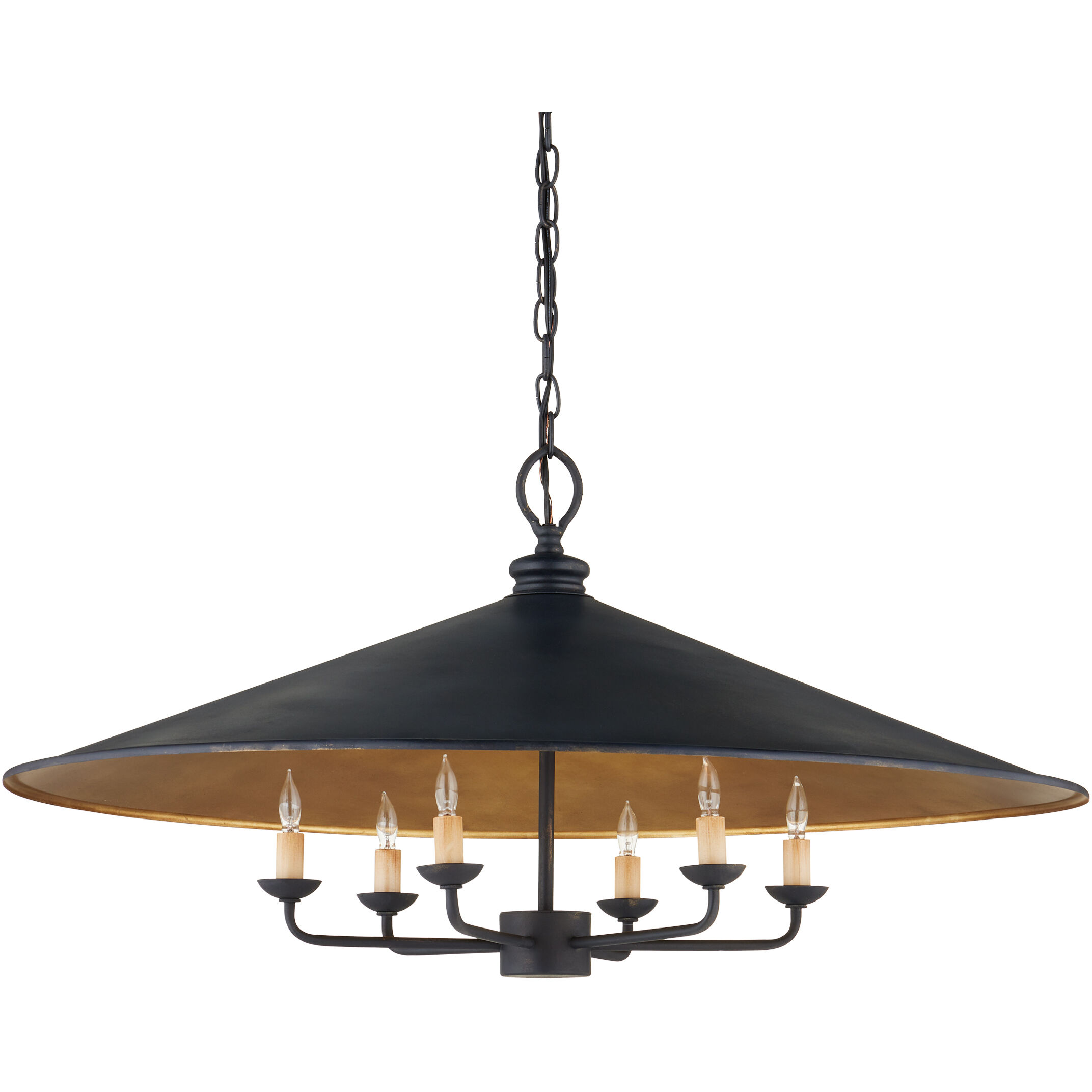 Brussels 6 Light 36 inch French Black/Contemporary Gold Pendant Ceiling Light