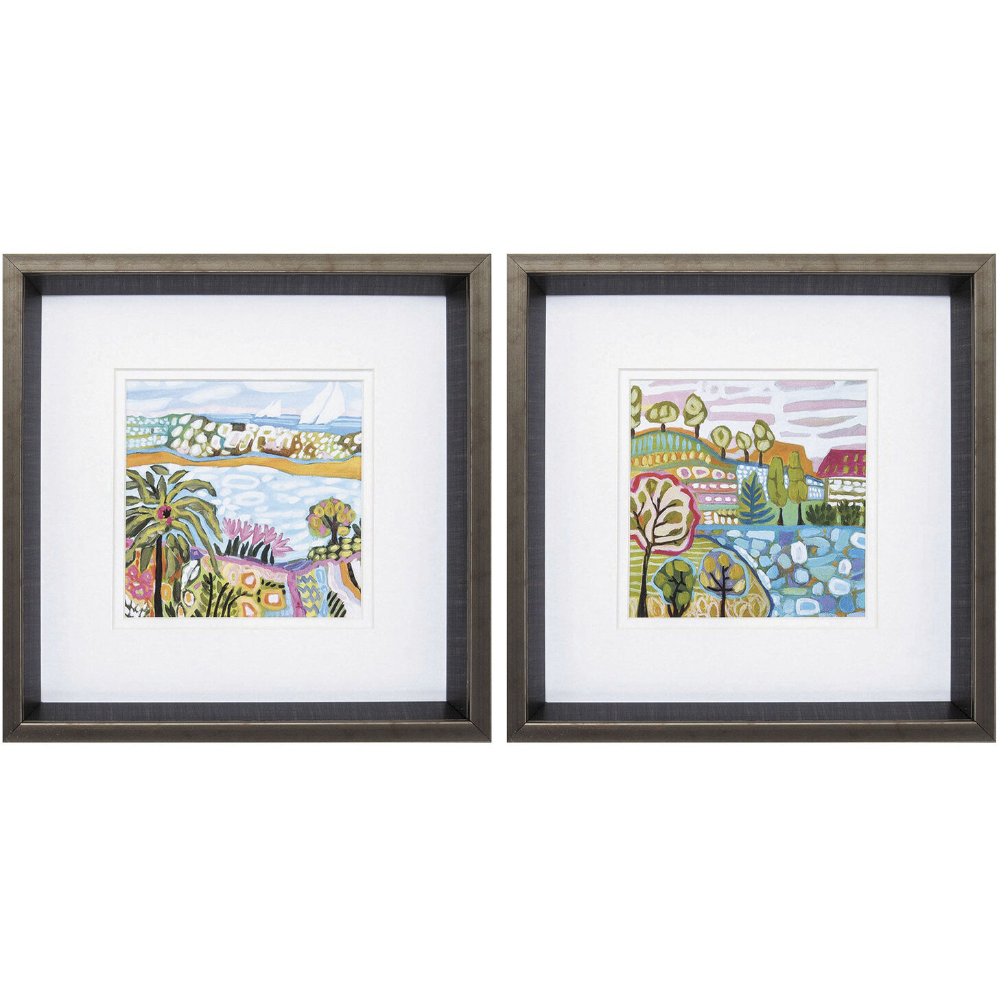 Landscapes Pink and Blue Framed Art, Propac