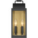 Calandra 2 Light 15 inch Sand Coal Black and Legacy Brass Outdoor Wall Lantern