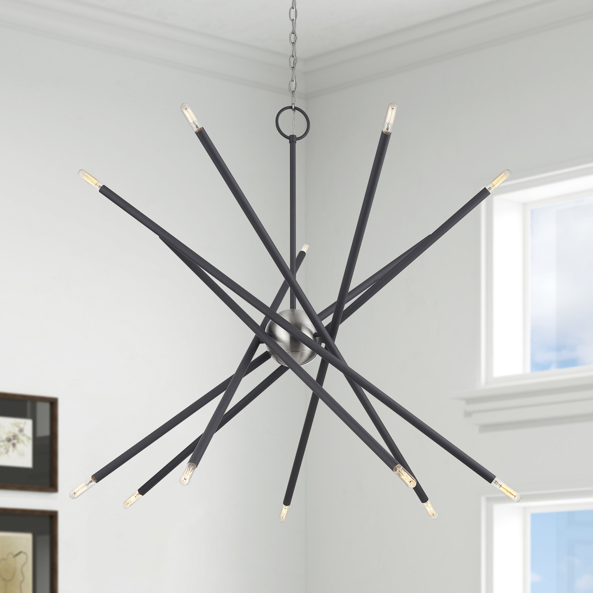 Soho 14 Light 40 inch Scandinavian Gray with Brushed Nickel Accents Foyer Chandelier Ceiling Light