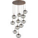 Nova Incandescent 11 Light Burnished Bronze Chandelier Ceiling Light, Round Multi-Pendant