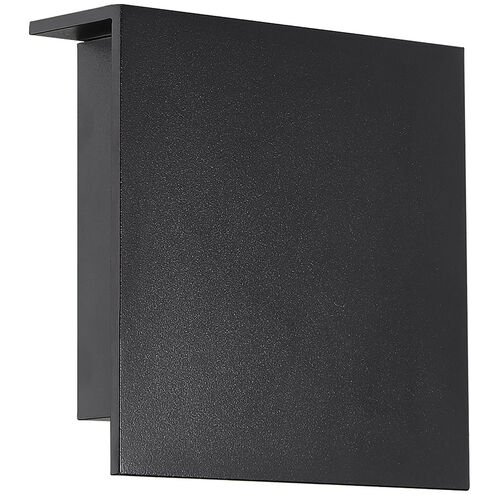 Square LED 8 inch Black Outdoor Wall Light in 8in.