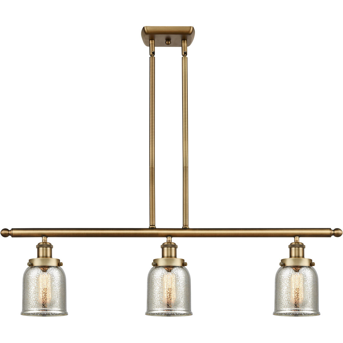 Ballston Bell 3 Light 36 inch Brushed Brass Island Light Ceiling Light