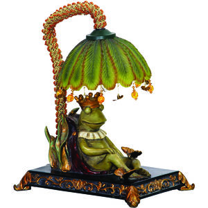 Sleeping King Frog 12 inch 15.00 watt Multicolor Table Lamp Portable Light