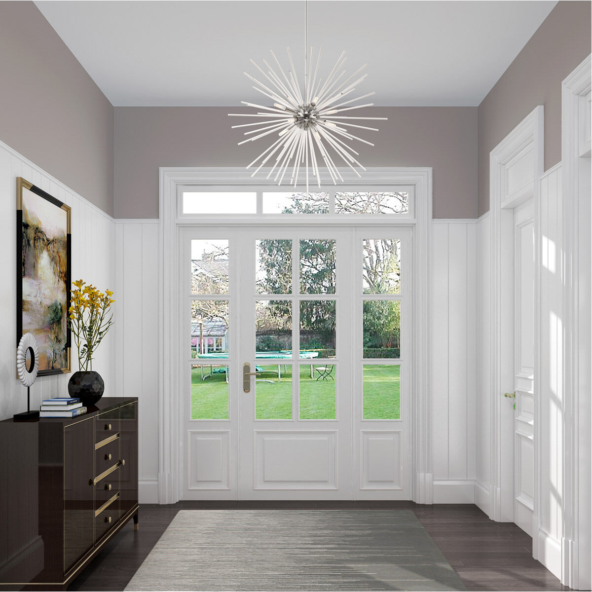 Utopia 8 Light 34 inch Polished Chrome Pendant Chandelier Ceiling Light