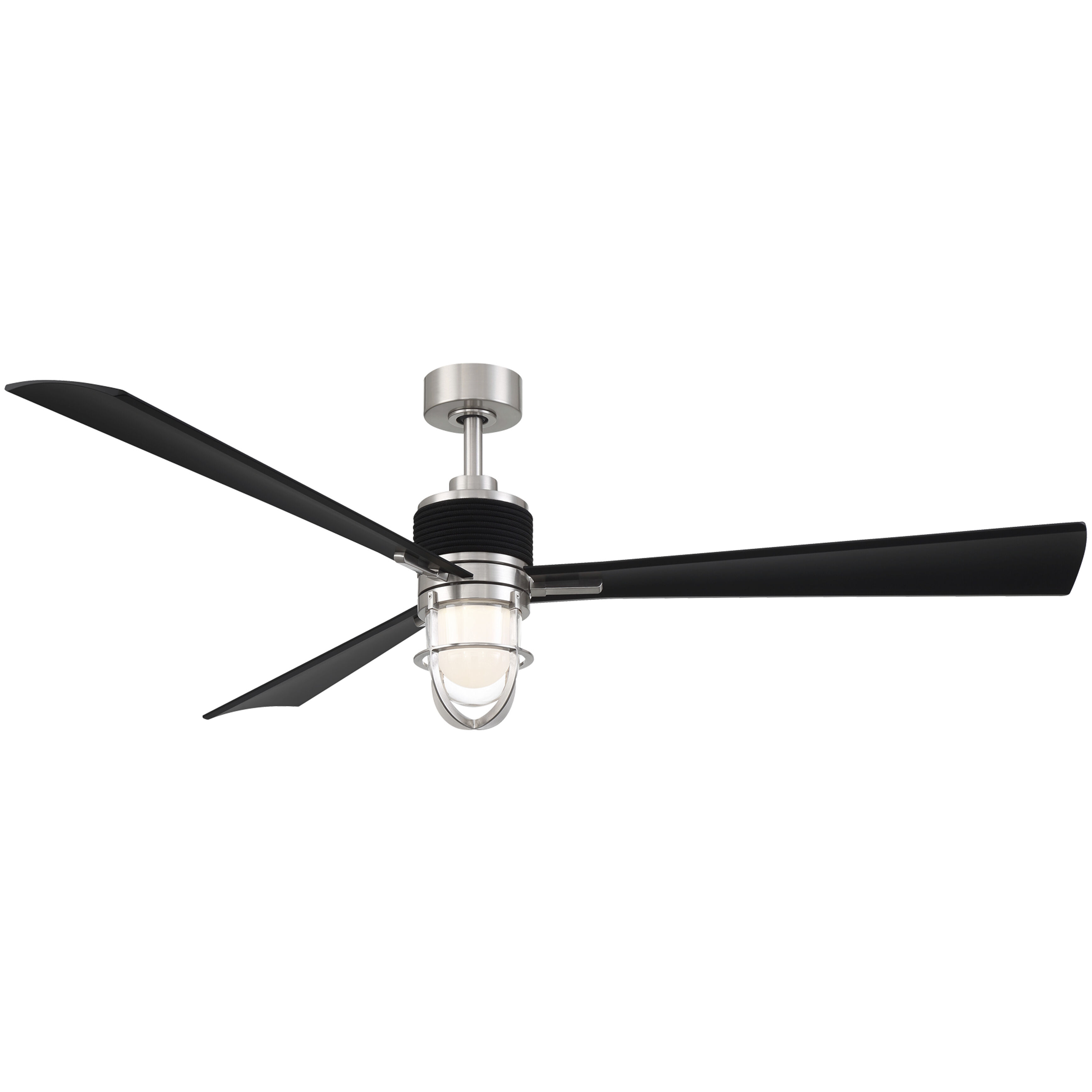 Nauticus 65 inch Brushed Nickel Wet with Coal Blades Smart Indoor/Outdoor Ceiling Fan in Brushed Nickel/Coal