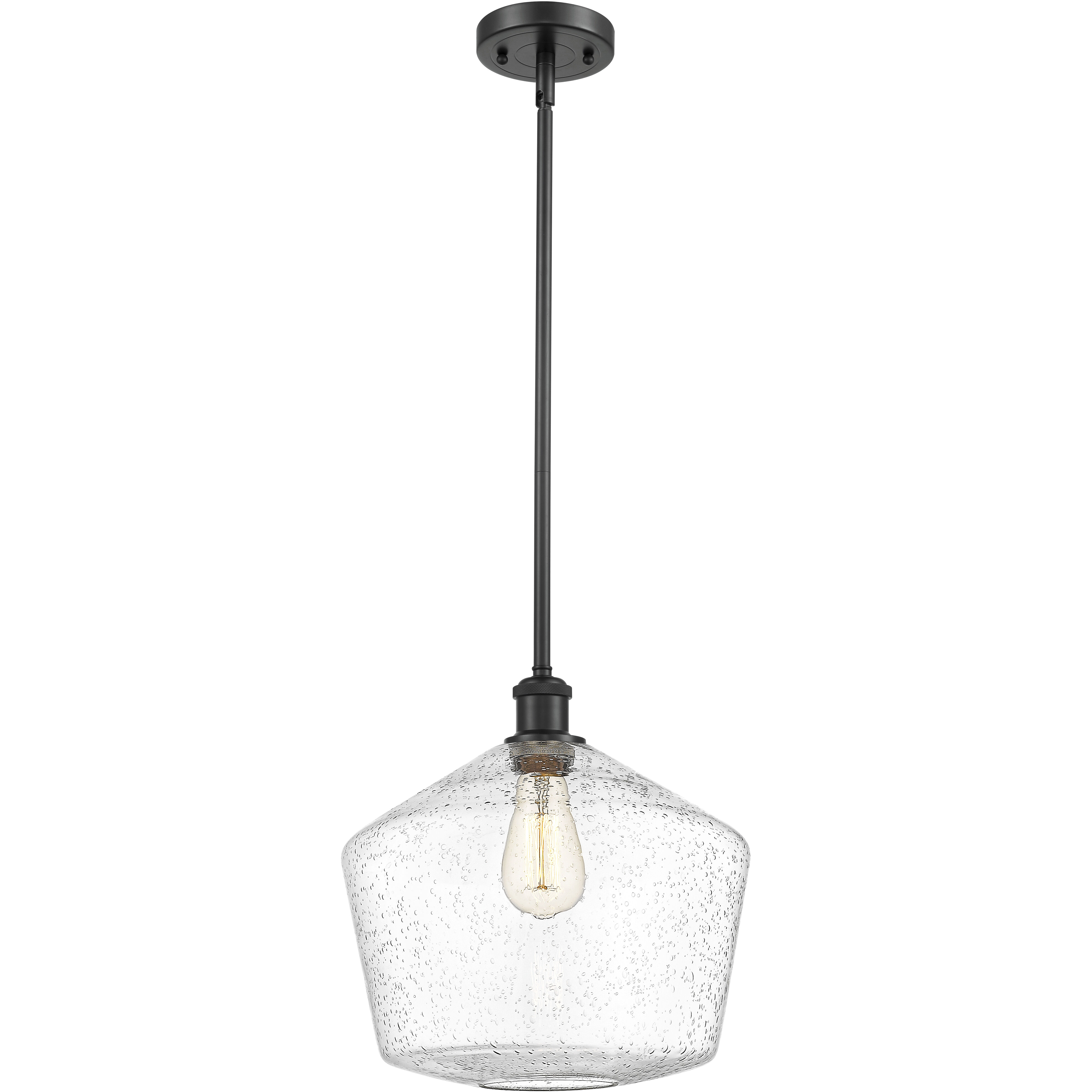Ballston Cindyrella LED 12 inch Matte Black Mini Pendant Ceiling Light in Seedy Glass