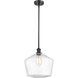 Ballston Cindyrella LED 12 inch Matte Black Mini Pendant Ceiling Light in Seedy Glass