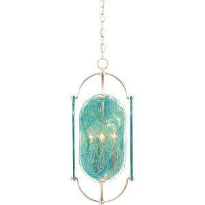 Fugue 4 Light 8 inch Smokewood/Transparent Green/Silver Leaf Chandelier Ceiling Light