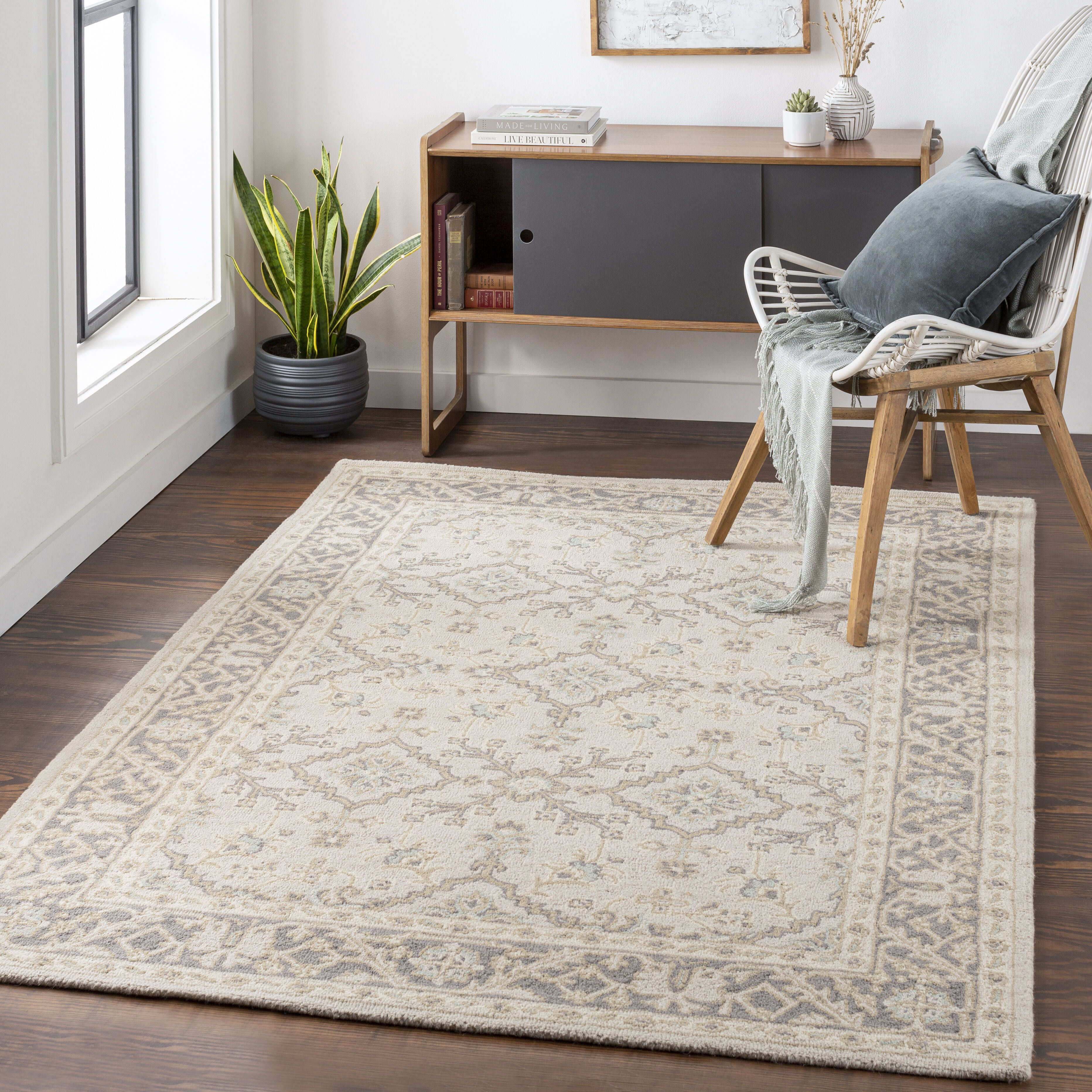 Susan 36 X 24 inch Medium Gray Rug, Rectangle