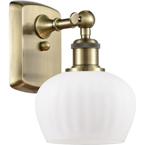 Ballston Fenton LED 7 inch Antique Brass Sconce Wall Light in Matte White Glass, Ballston