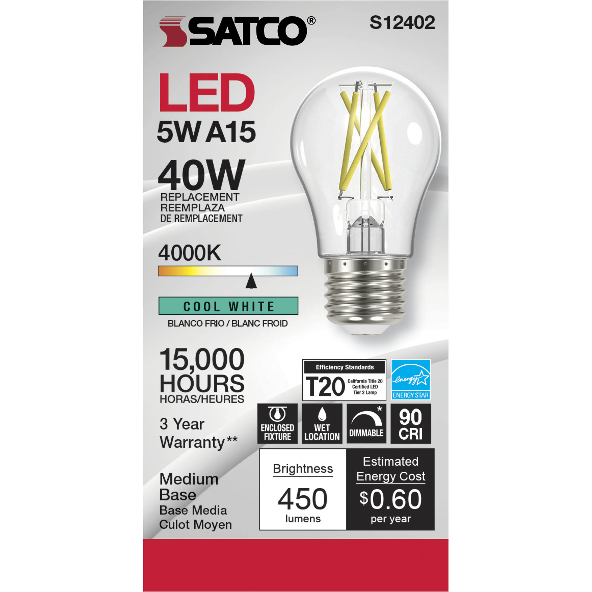 Lumos LED Medium 5.00 watt 120 4000K Light Bulb