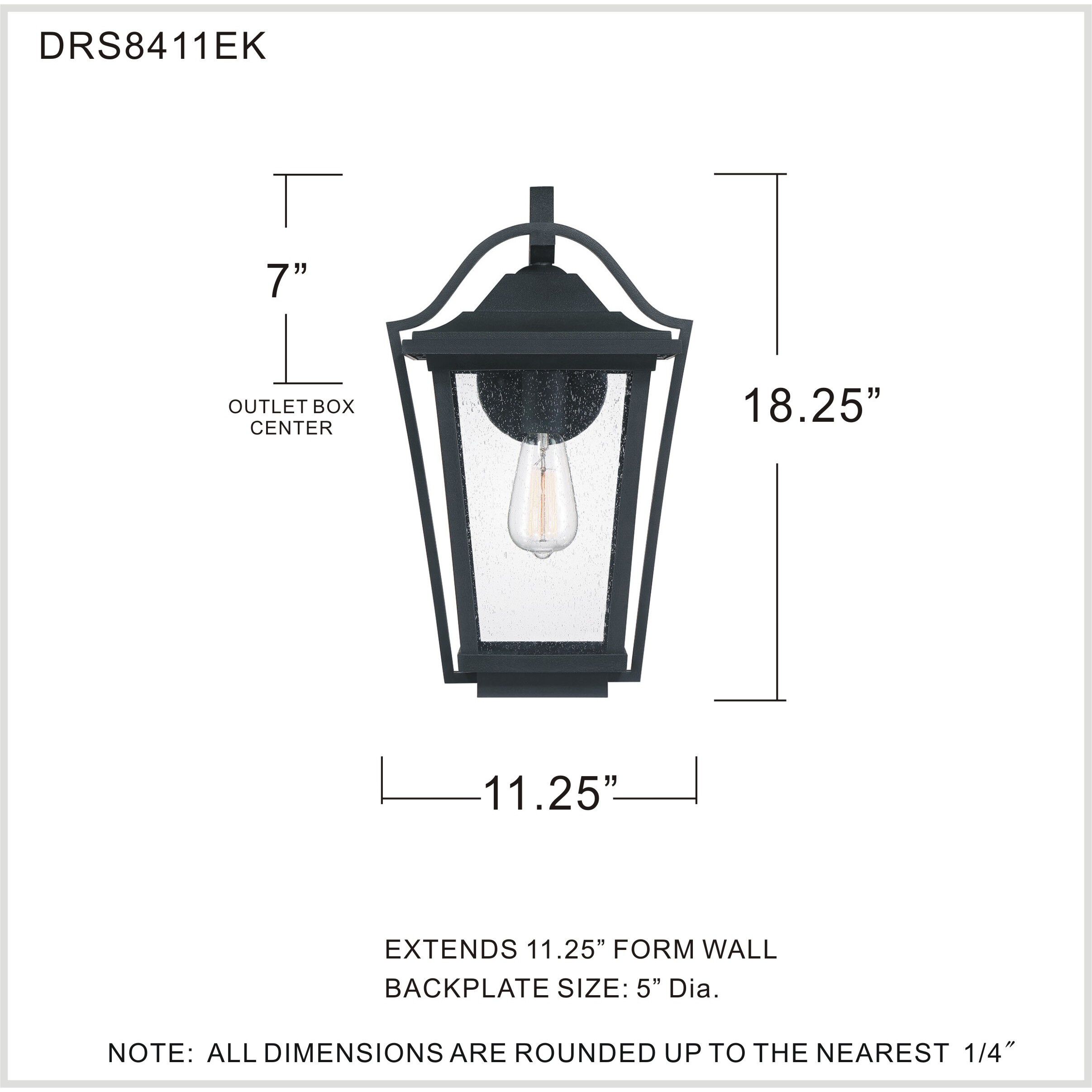 Darius 1 Light 18 inch Earth Black Outdoor Wall Light