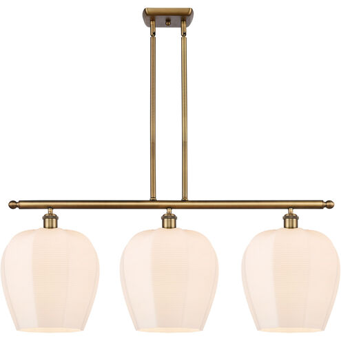 Ballston Norfolk 3 Light 38 inch Brushed Brass Island Light Ceiling Light in Matte White Glass