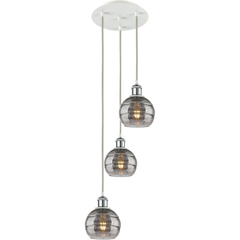 Ballston Rochester 3 Light 12.38 inch White Polished Chrome Cord Hung Multi Pendant Ceiling Light