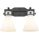 Newton Cone 2 Light 17 inch Matte Black Bath Vanity Light Wall Light in Matte White Glass
