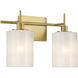 Modern 2 Light 14 inch Natural Brass Bathroom Vanity Light Wall Light