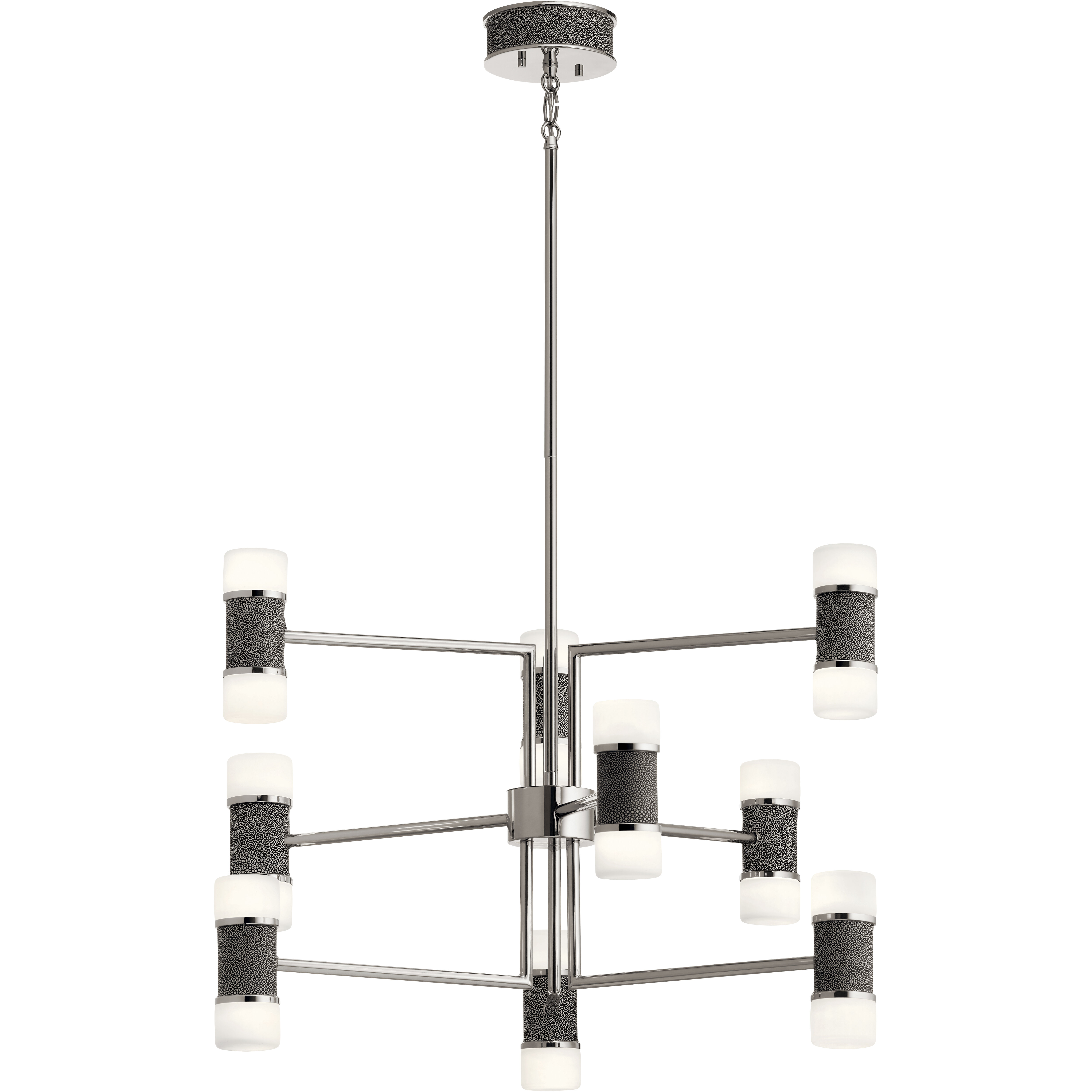 Vey LED 26 inch Polished Nickel Chandelier Ceiling Light, Multi Tier