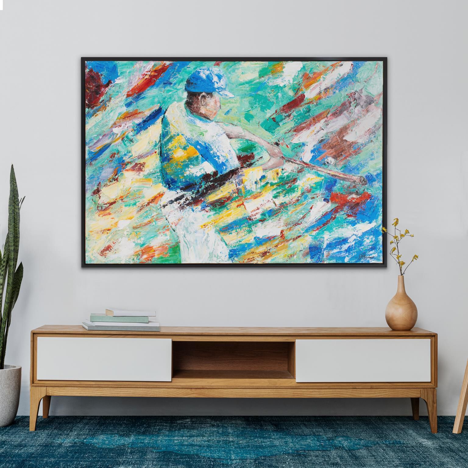 Home Run 61.75 X 41.75 inch Hand Painted Canvas