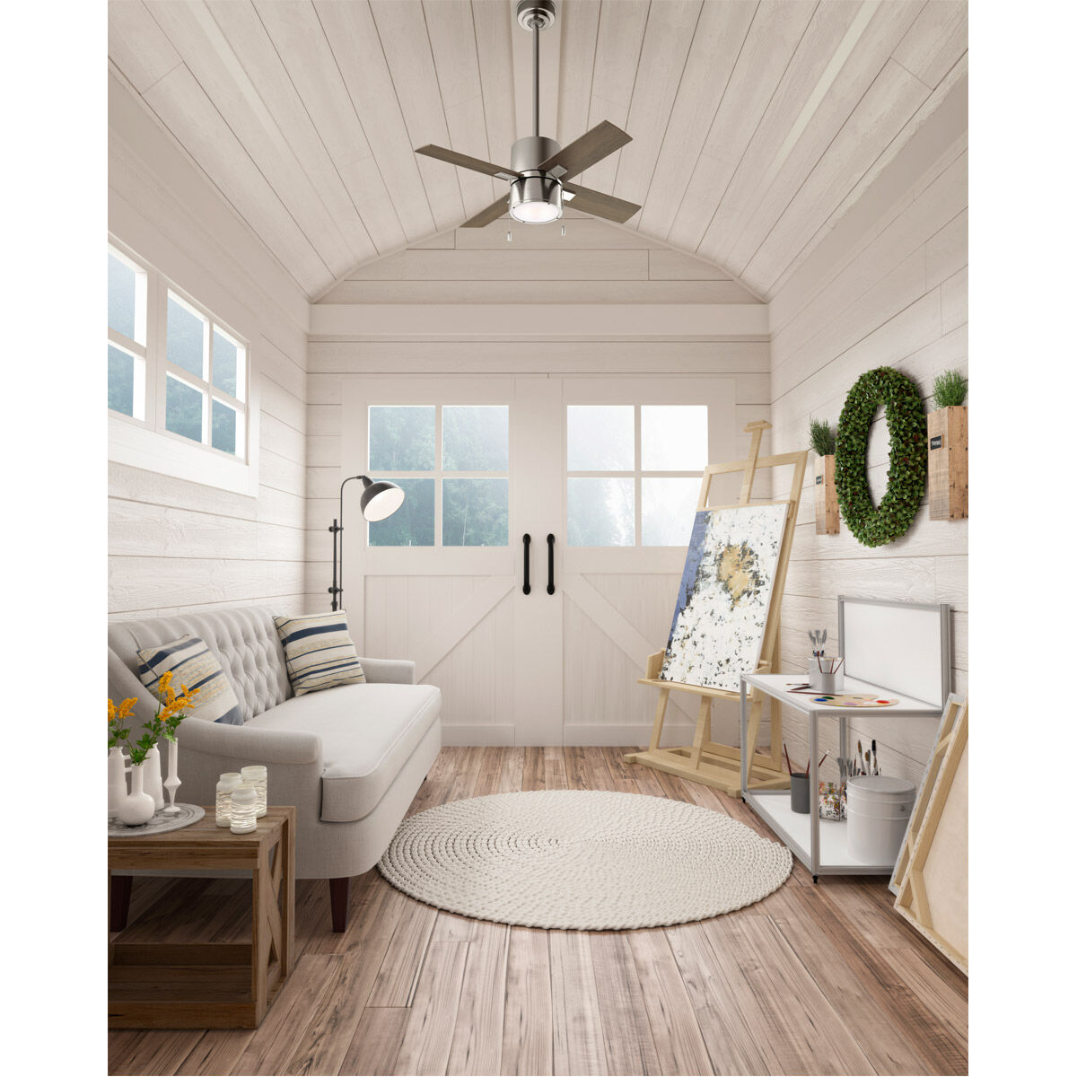 Beck 42 inch Brushed Nickel with Light Gray Oak/Warm Grey Oak Blades Ceiling Fan