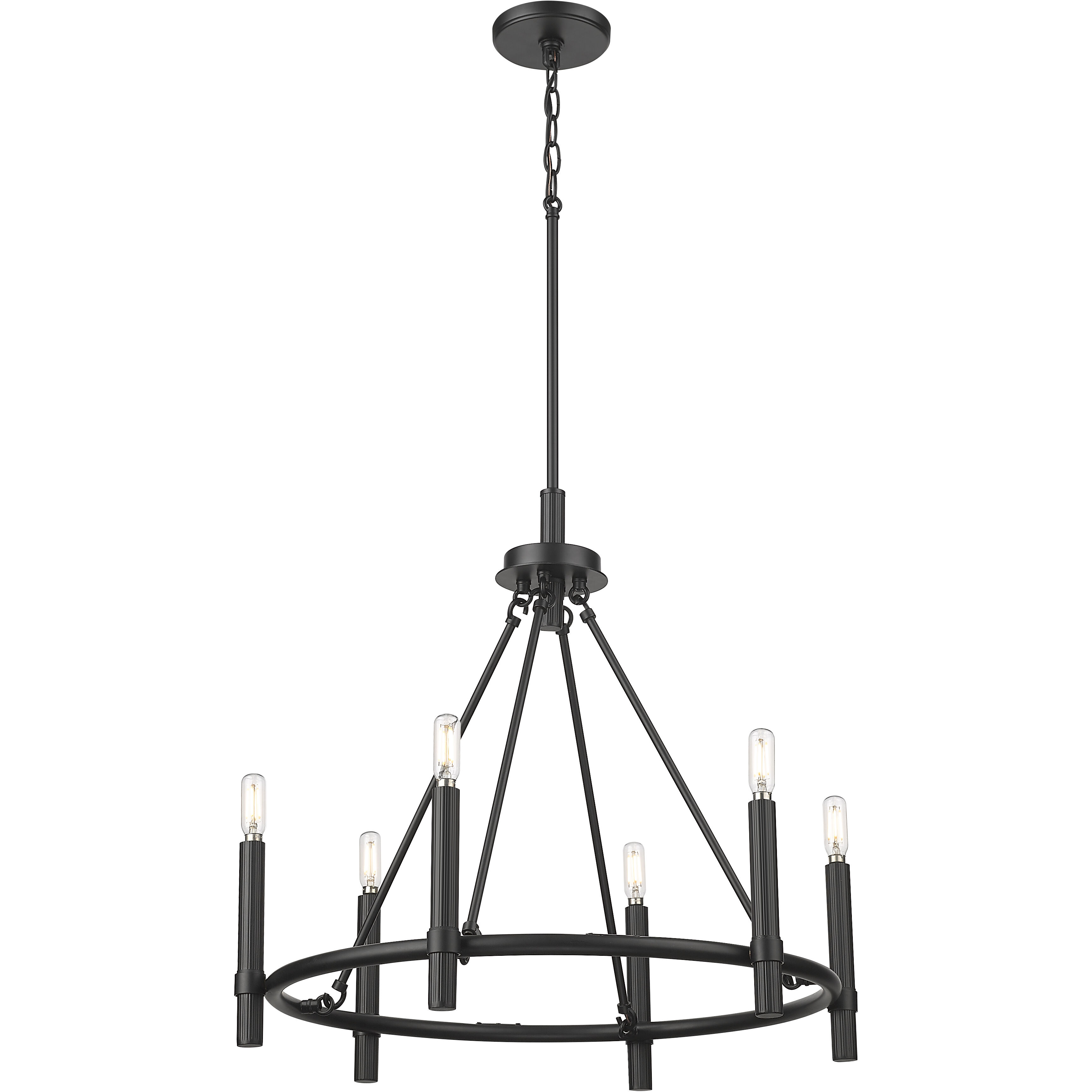 Skyva 6 Light 25 inch Matte Black Chandelier Ceiling Light