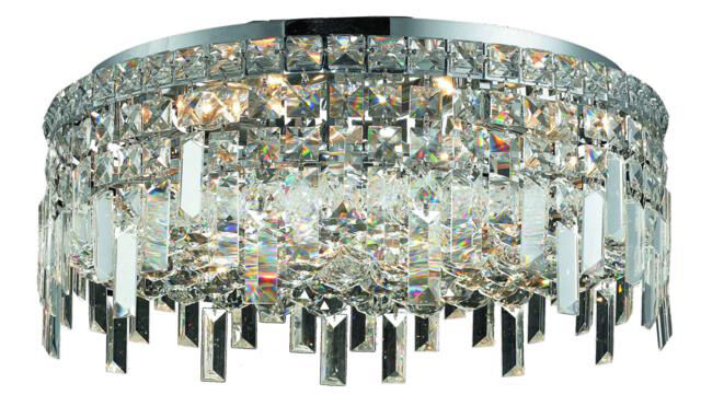 Maxime 6 Light 20 inch Chrome Flush Mount Ceiling Light in Royal Cut