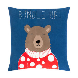 Bundle Up Bear 22 X 22 inch Navy/Black/White/Bright Red/Camel Pillow Kit, Square