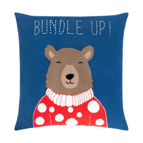 Bundle Up Bear 20 X 20 inch Navy/Black/White/Bright Red/Camel Pillow Kit, Square