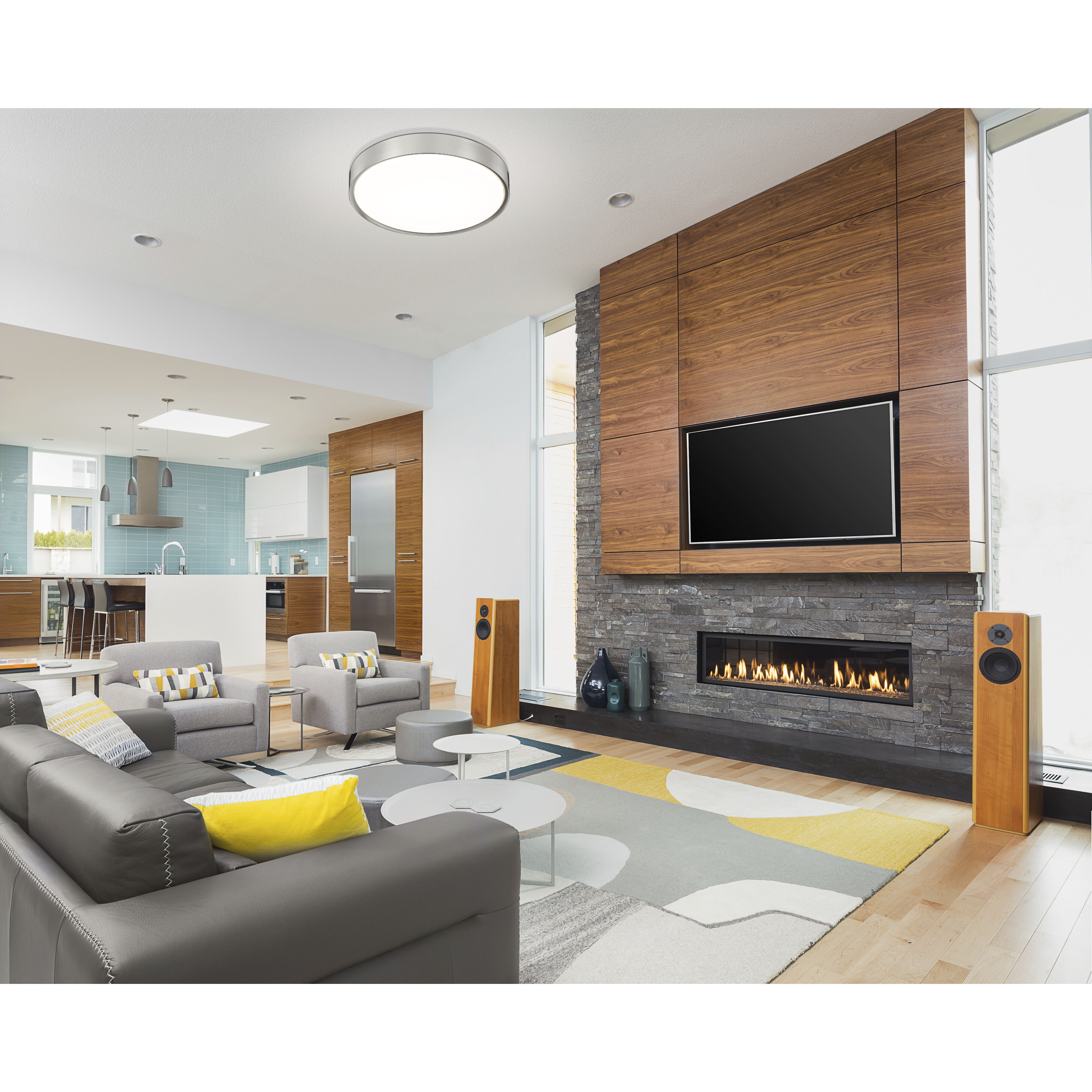 Kawan LED 20 inch Brushed Nickel Flush Mount Ceiling Light