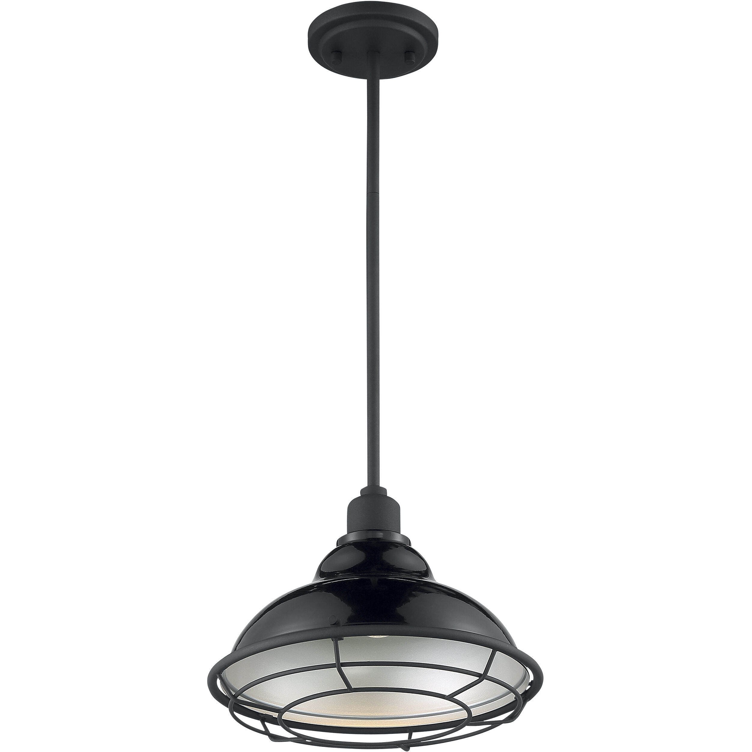 Newbridge 1 Light 12 inch Gloss Black and Silver Pendant Ceiling Light