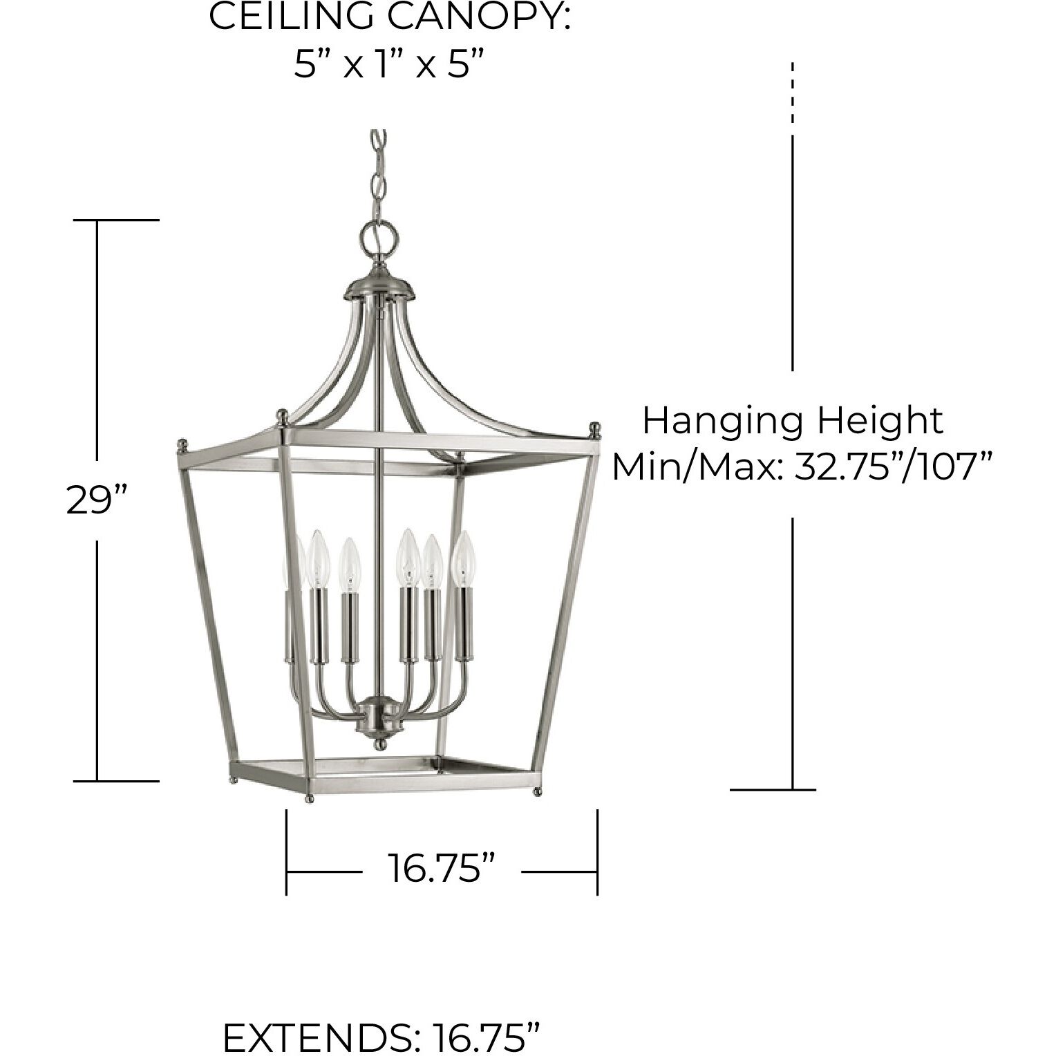 Peckham 6 Light 17 inch Brushed Nickel Foyer Ceiling Light