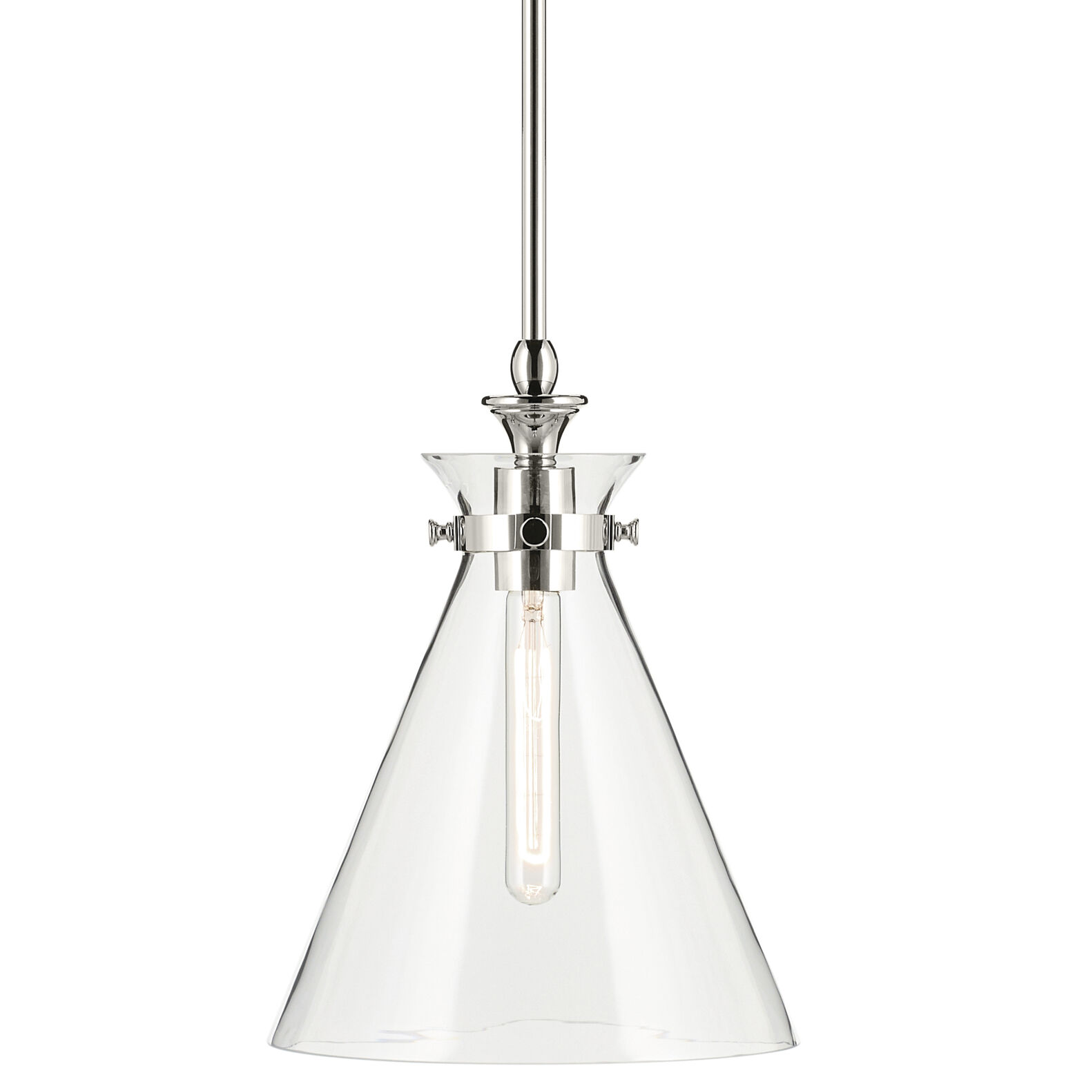 Laria 1 Light Polished Nickel Pendant Ceiling Light in Clear