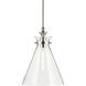 Laria 1 Light Polished Nickel Pendant Ceiling Light in Clear