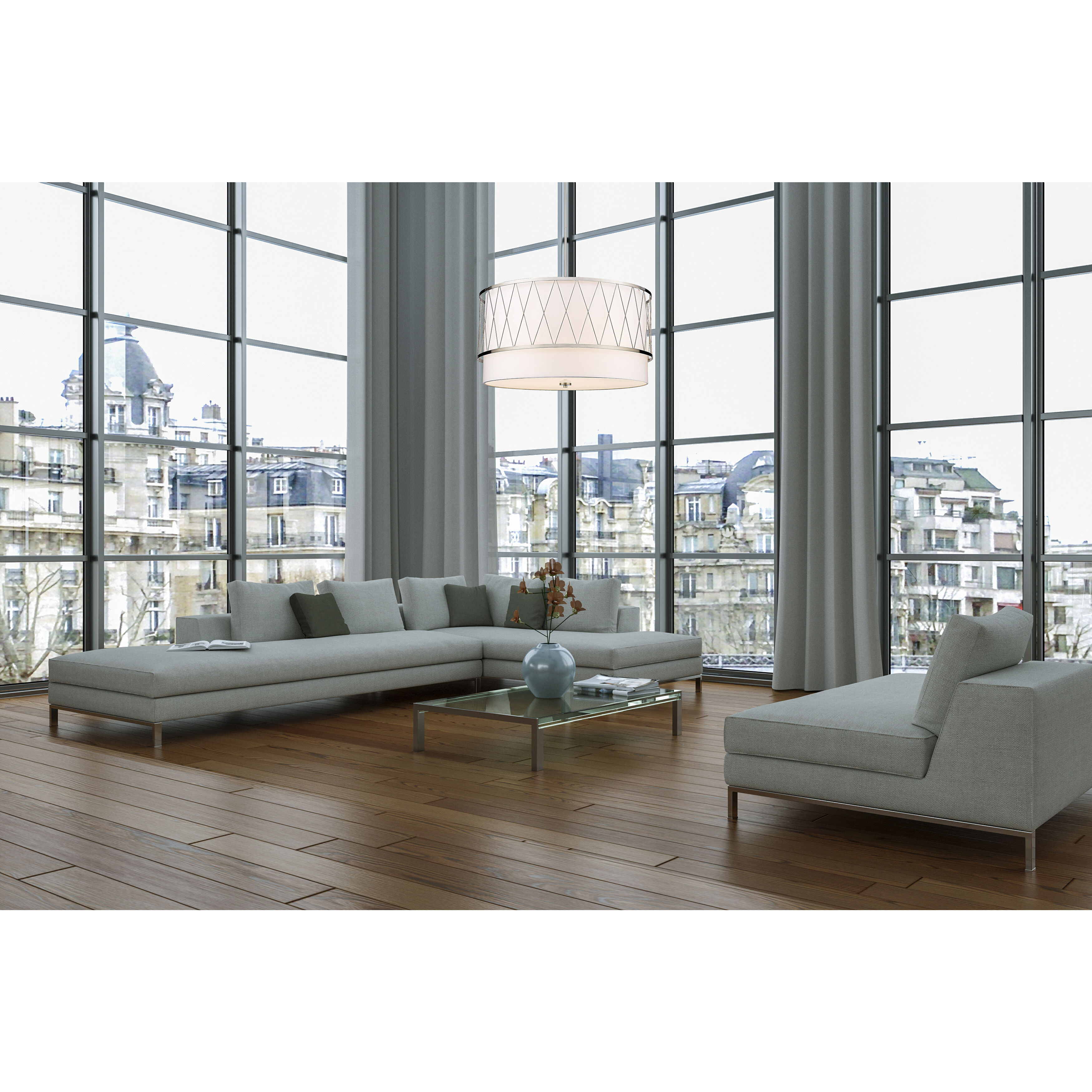 Dalton 5 Light 32 inch Brushed Nickel Pendant Ceiling Light