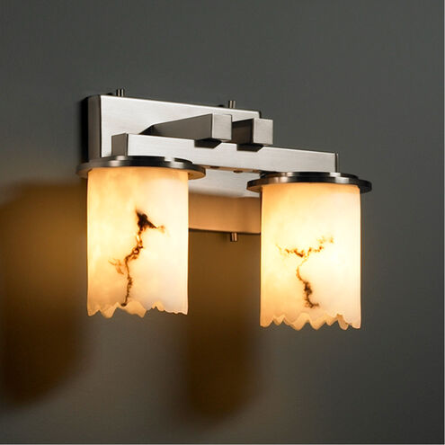 LumenAria Dakota Family 2 Light 13 inch Brushed Nickel Bath Bar Wall Light in Cylinder with Broken Rim, Incandescent