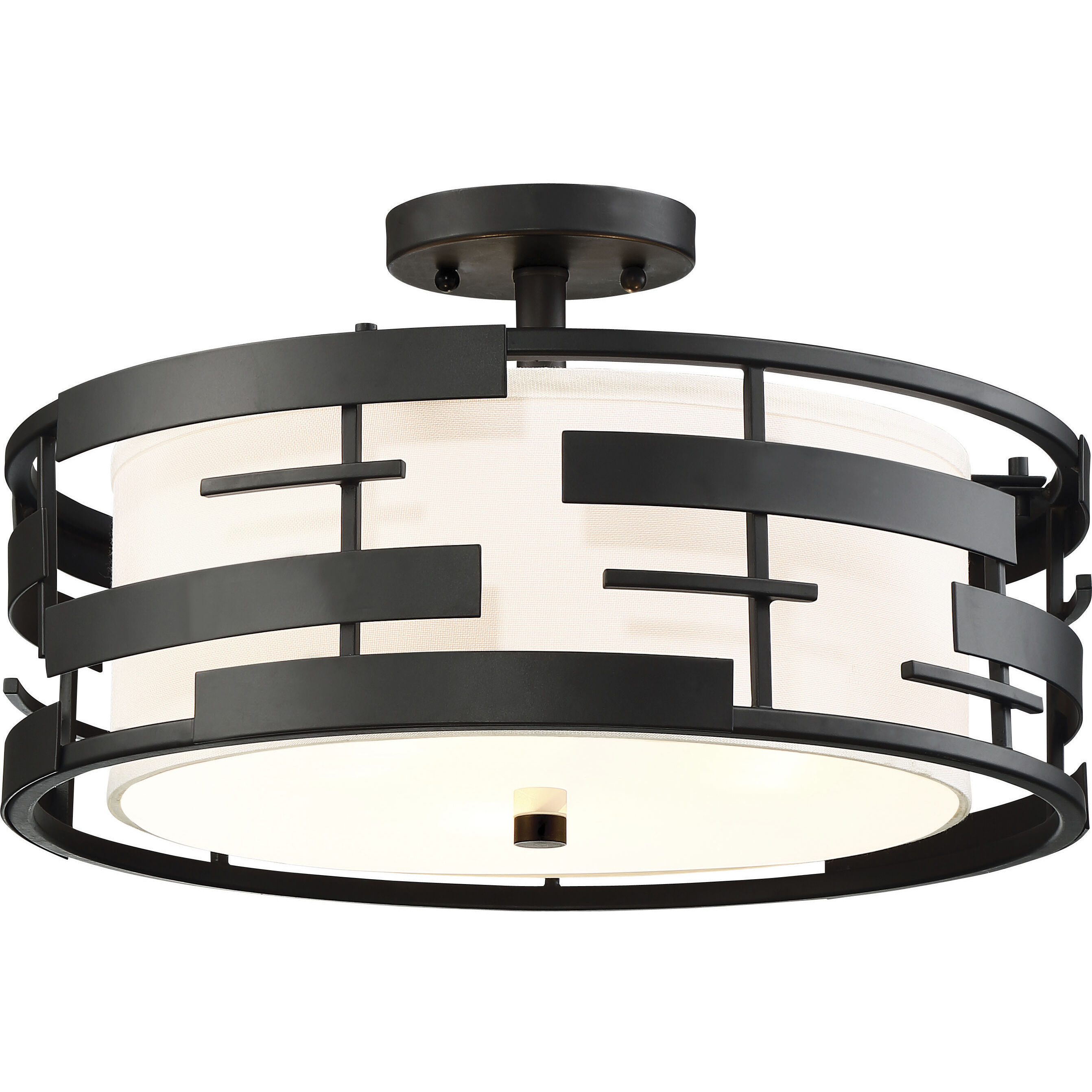 Lansing 3 Light 16 inch Textured Black Semi Flush Mount Ceiling Light