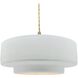 Radiance Collection - Tier Pendant Ceiling Light in Brushed Brass, Replaceable Bulb, Beige Twist Cord, Gloss White (outside and inside of fixture), 16.25W x 6H, Form+Finish+Function