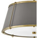 Clarke 2 Light 15 inch Lacquered Dark Brass with Dark Matte Grey Indoor Semi-Flush Mount Ceiling Light