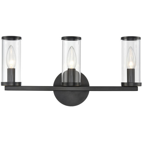Revolve 3 Light 20.07 inch Clear Glass and Urban Bronze Bath Vanity Wall Light