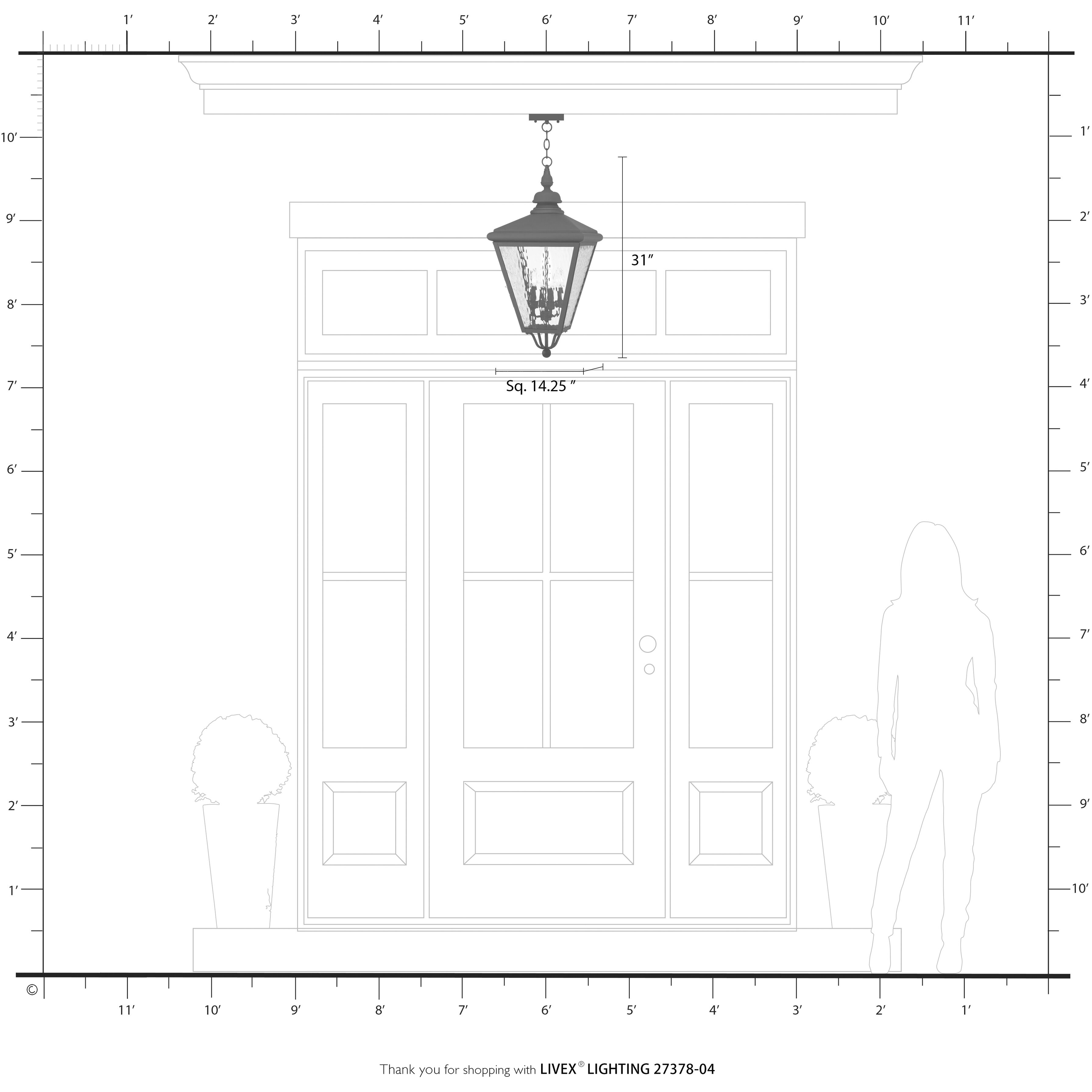 Adams 4 Light 14.25 inch Black with Brushed Nickel Finish Cluster Outdoor Extra Large Pendant Lantern Ceiling Light in Black with Brushed Nickel Accent