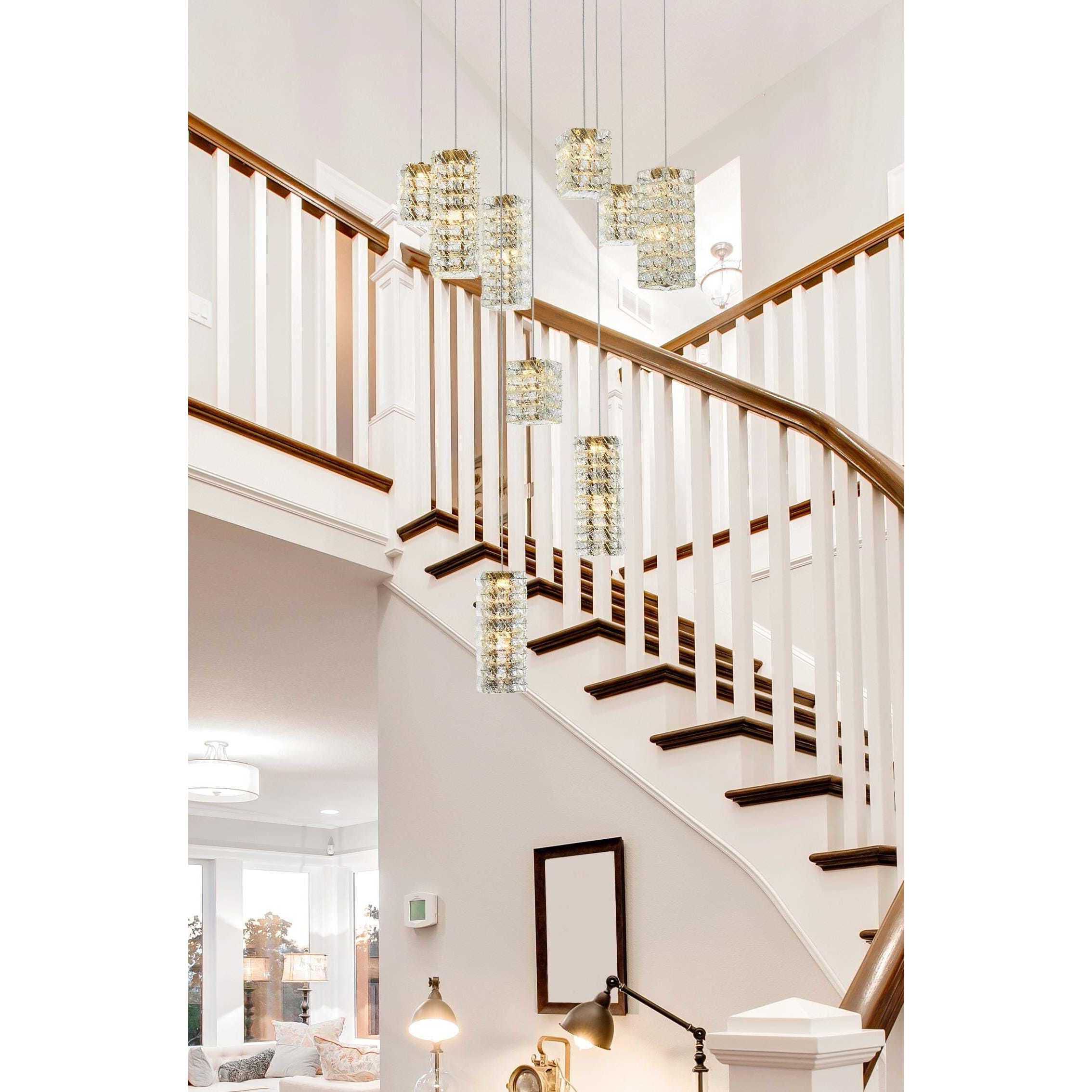 Aston 9 Light 24 inch Satin Gold Pendant Ceiling Light