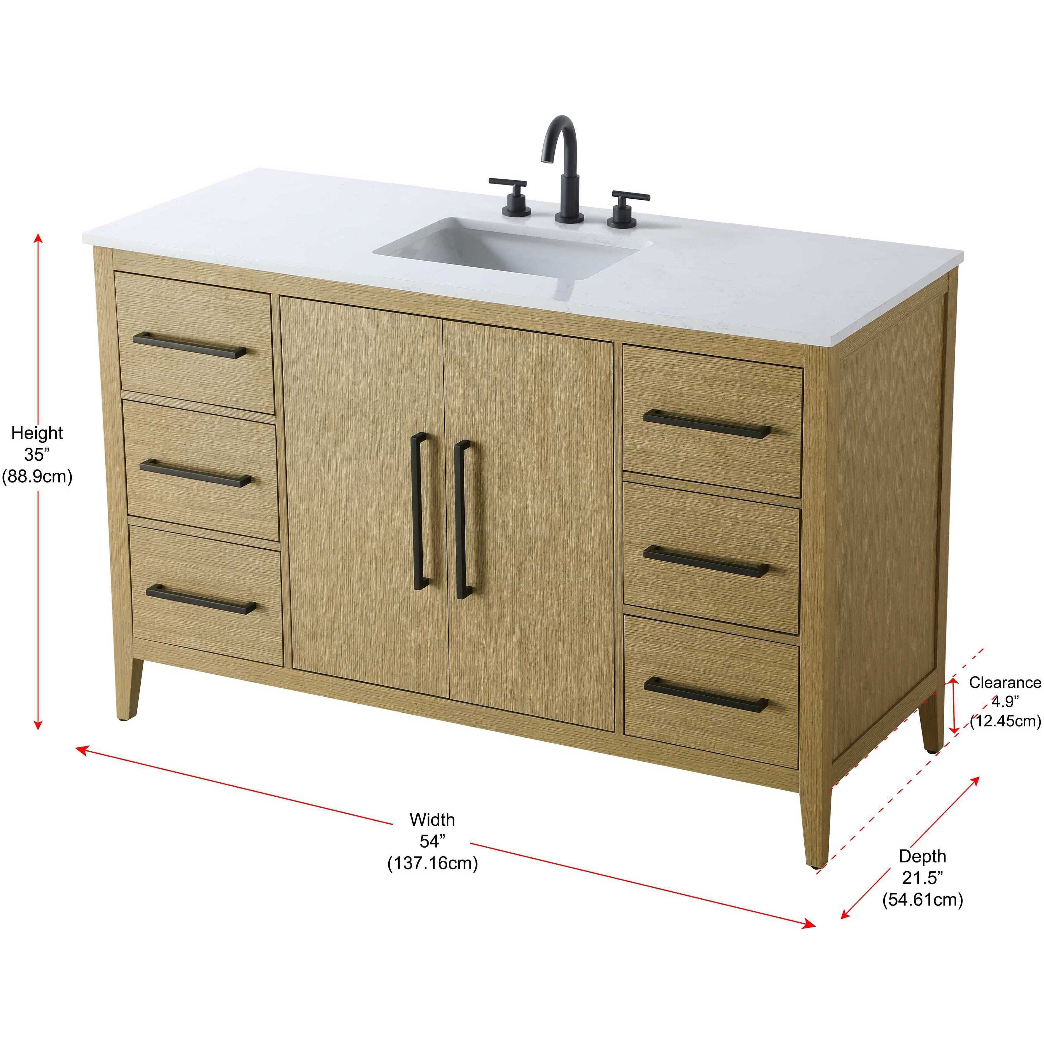 Millie 54 X 35 inch Honey Brown Bathroom Vanity Cabinet